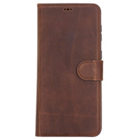 Magic Magnetic Detachable Leather Wallet Case for Samsung Galaxy S21 Plus 5G (6.7") - BROWN - saracleather