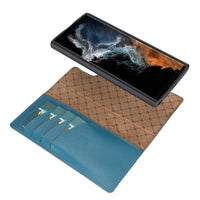Magic Magnetic Detachable Leather RFID Blocker Wallet Case for Samsung Galaxy S22 Ultra (6.8") - BLUE