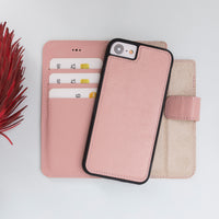Magic Magnetic Detachable Leather Wallet Case for iPhone SE 2020 / 8 / 7 (4.7") - PINK - saracleather