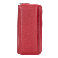 Tiago Women's Leather Zipper Wallet - RED - saracleather