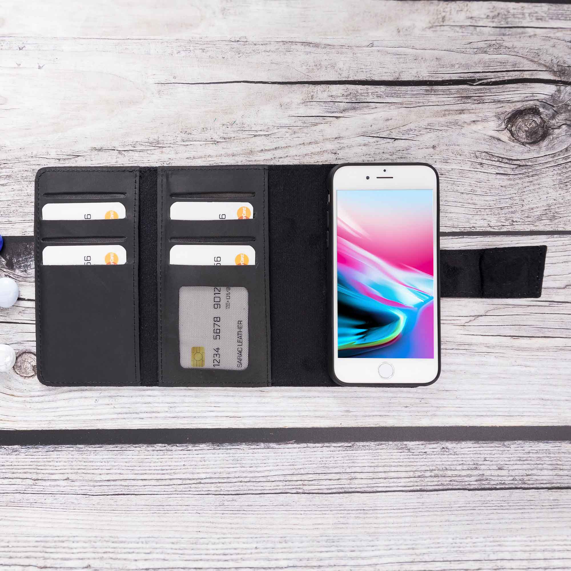 Santa Magnetic Detachable Leather Tri-Fold Wallet Case for iPhone SE 2020 / 8 / 7 (4.7