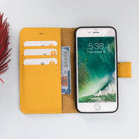 Magic Magnetic Detachable Leather Wallet Case for iPhone SE 2020 / 8 / 7 (4.7") - YELLOW - saracleather