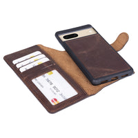 Magic Magnetic Detachable Leather RFID Blocker Wallet Case for Google Pixel 7 (6.3") - BROWN