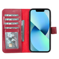 Magic Magnetic Detachable Leather Wallet Case with RFID for iPhone 14 Plus (6.7") - RED