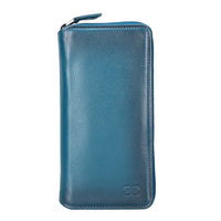 Pouch Magnetic Detachable Leather Wallet Case for iPhone 14 Pro Max (6.7") - BLUE