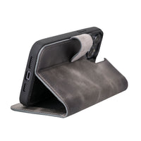 Magic Magnetic Detachable Leather Wallet Case with RFID for iPhone 13 (6.1") - GRAY