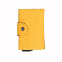 Mondello RFID Blocker Mechanism Pop Up Leather Wallet - YELLOW - saracleather