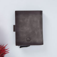 Palermo RFID Blocker Mechanism Pop Up Leather Wallet - GRAY - saracleather
