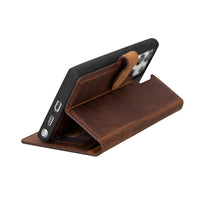Magic Magnetic Detachable Leather RFID Blocker Wallet Case for Samsung Galaxy S23 Ultra (6.8") - BROWN