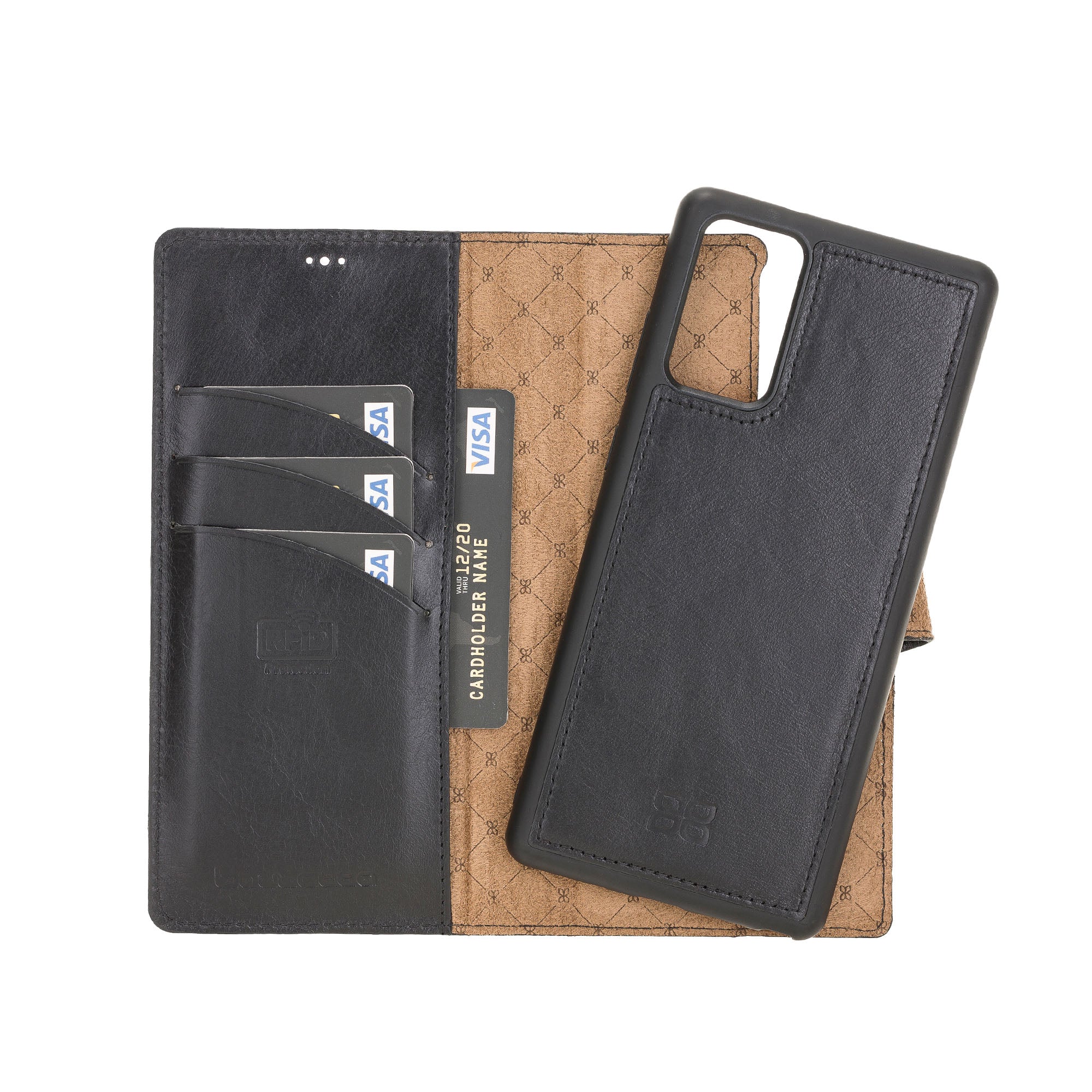 Magic Magnetic Detachable Leather Wallet Case with RFID for Samsung Galaxy Note 20 / Note 20 5G (6.7") - BLACK - saracleather