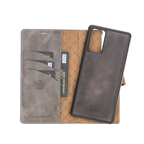 Magic Magnetic Detachable Leather Wallet Case with RFID for Samsung Galaxy Note 20 / Note 20 5G (6.7") - GRAY - saracleather
