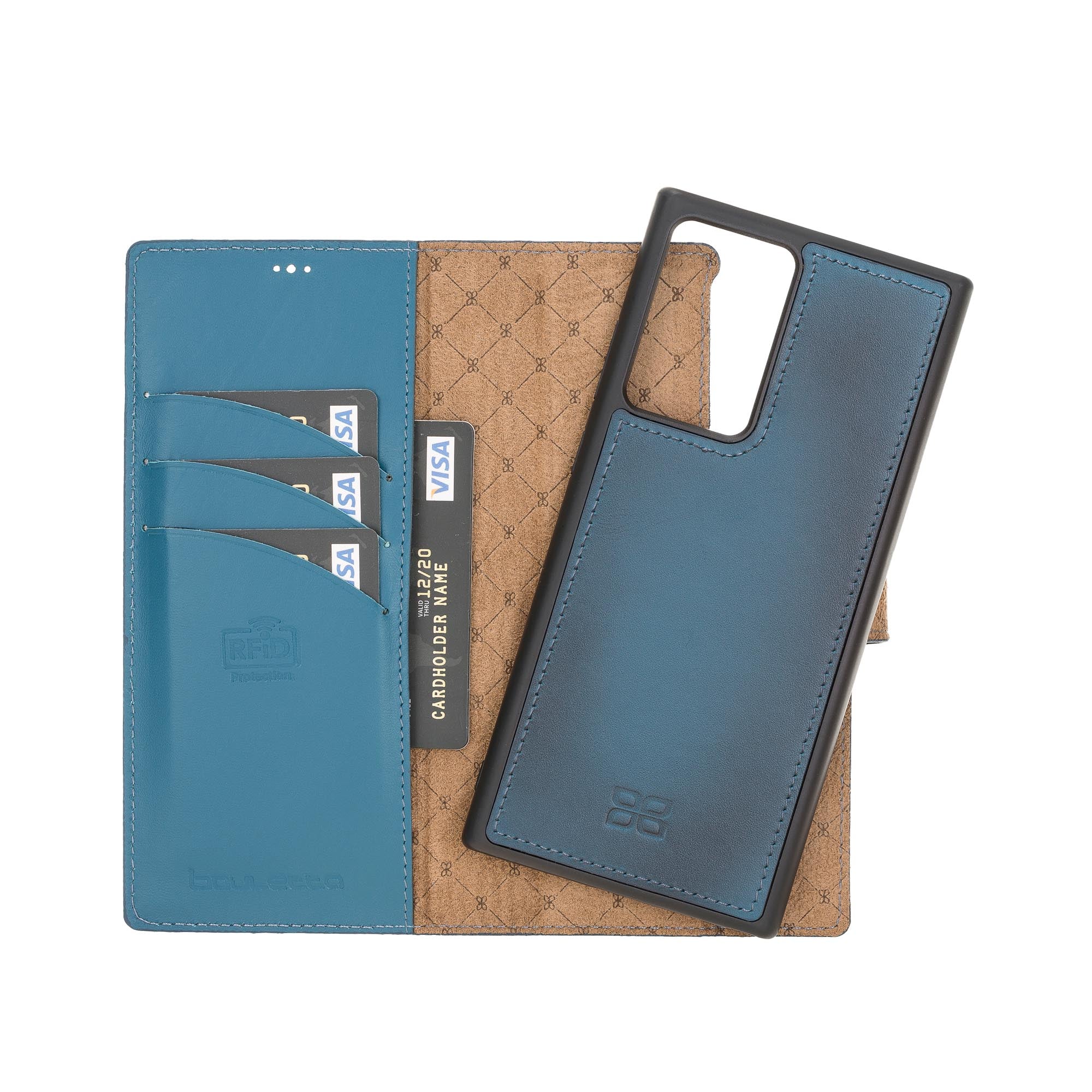 Magic Magnetic Detachable Leather Wallet Case with RFID for Samsung Galaxy Note 20 Ultra 5G (6.9") - BLUE - saracleather