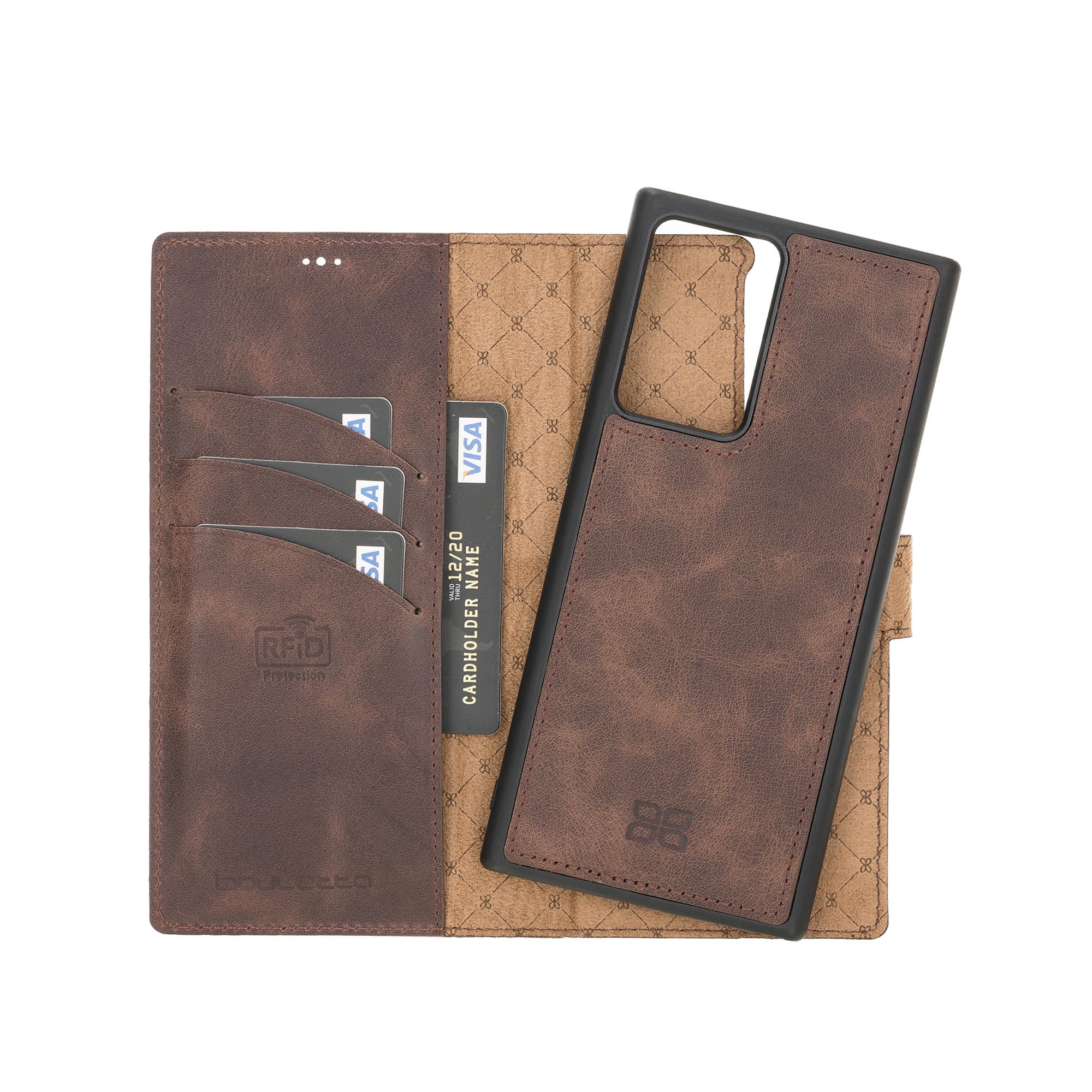 Magic Magnetic Detachable Leather Wallet Case with RFID for Samsung Galaxy Note 20 Ultra 5G (6.9") - BROWN - saracleather