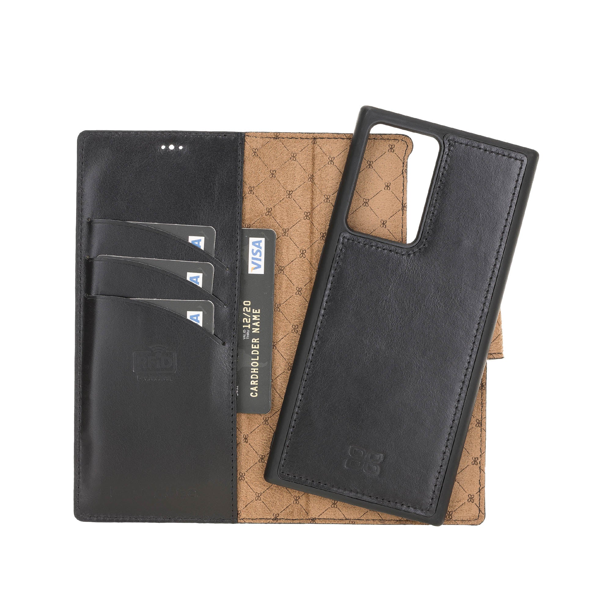 Magic Magnetic Detachable Leather Wallet Case with RFID for Samsung Galaxy Note 20 Ultra 5G (6.9") - BLACK - saracleather