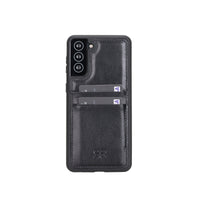 Flex Cover Leather Back Case with Card Holder for Samsung Galaxy S21 Plus 5G (6.7") - BLACK - saracleather