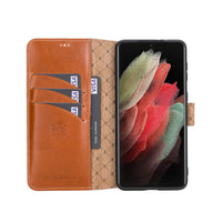 Wallet Folio Leather Case with RFID for Samsung Galaxy S21 Plus 5G (6.7") - EFFECT BROWN - saracleather