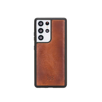 Flex Cover Leather Back Case for Samsung Galaxy S21 Ultra 5G (6.8") - EFFECT BROWN - saracleather