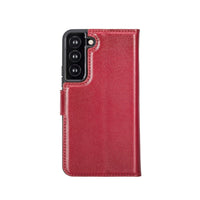 Magic Magnetic Detachable Leather RFID Blocker Wallet Case for Samsung Galaxy S22 (6.1") - RED