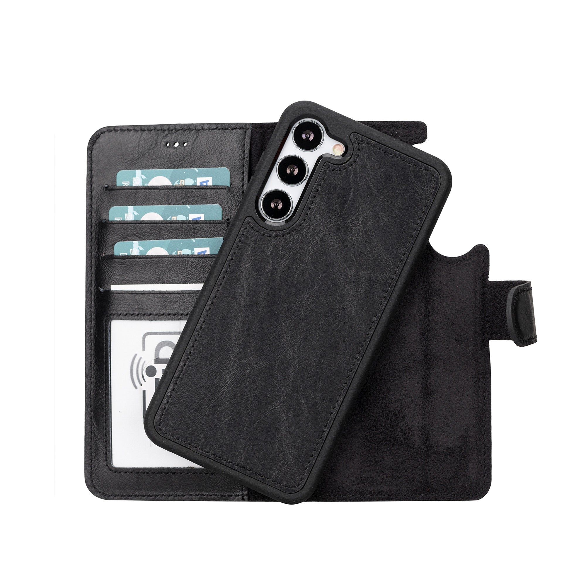 Magic Magnetic Detachable Leather RFID Blocker Wallet Case for Samsung Galaxy S23 (6.1") - BLACK
