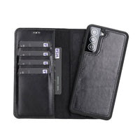 Magic Magnetic Detachable Leather Wallet Case for Samsung Galaxy S21 5G (6.2") - BLACK - saracleather