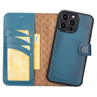 Magic Magnetic Detachable Leather Wallet Case with RFID for iPhone 14 Pro Max (6.7") - BLUE