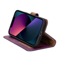 Magic Magnetic Detachable Leather Wallet Case with RFID for iPhone 14 (6.1") - PURPLE