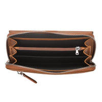 Tiago Women's Leather Zipper Wallet - TAN - saracleather