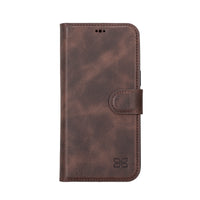 Magic Magnetic Detachable Leather Wallet Case with RFID for iPhone 14 (6.1") - BROWN