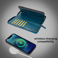 Pouch Magnetic Detachable Leather Wallet Case for iPhone 14 Plus (6.7") - BLUE